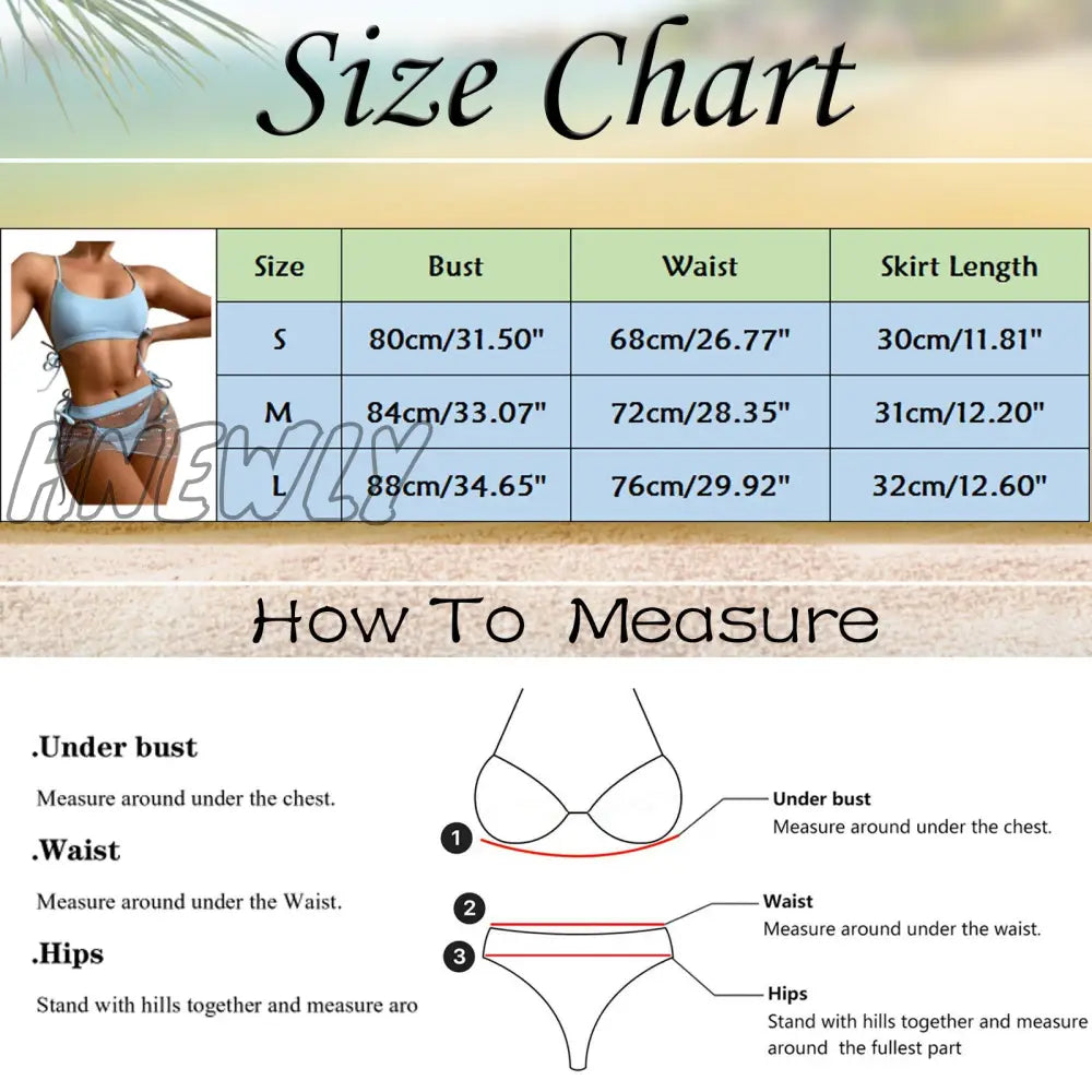 Hnewly Mesh Skirt Bikini Set Solid Swimsuit Women Micro Swimwear Female Bandeau Bathing Suit String