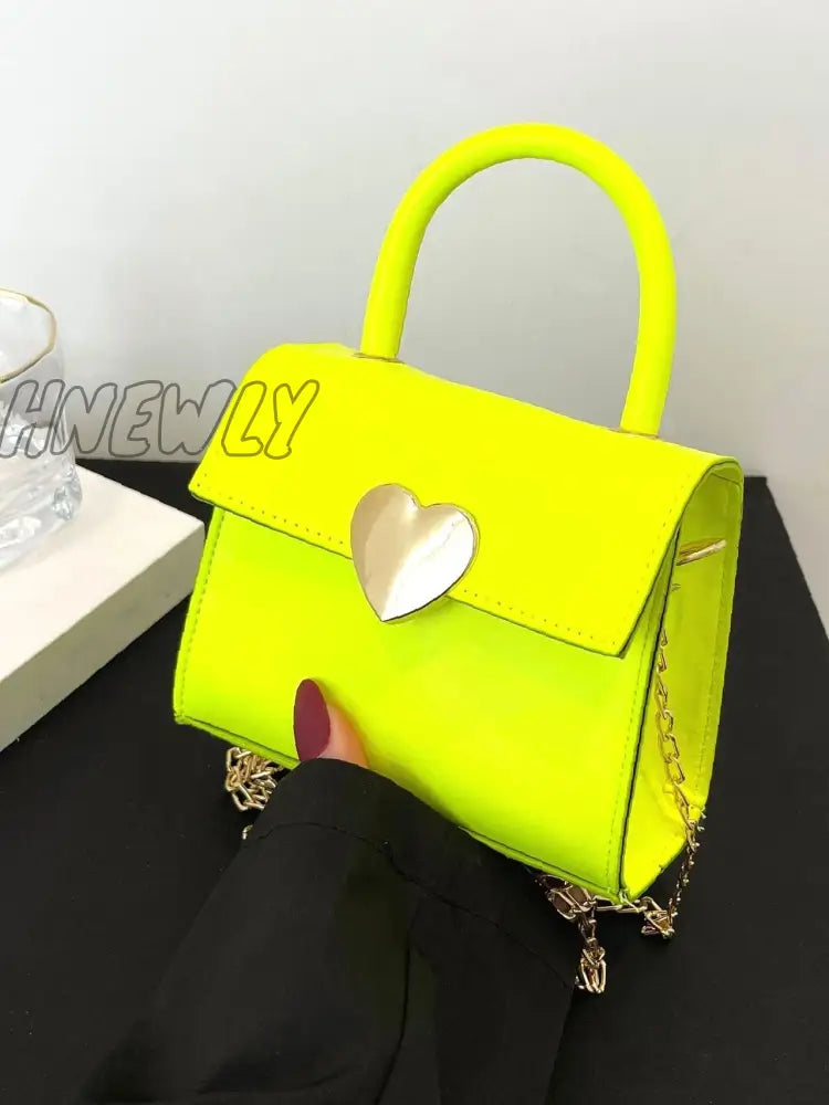 Hnewly - Metal Decor Chain Satchel Bag Women Satchels Yellow Women-Satchels