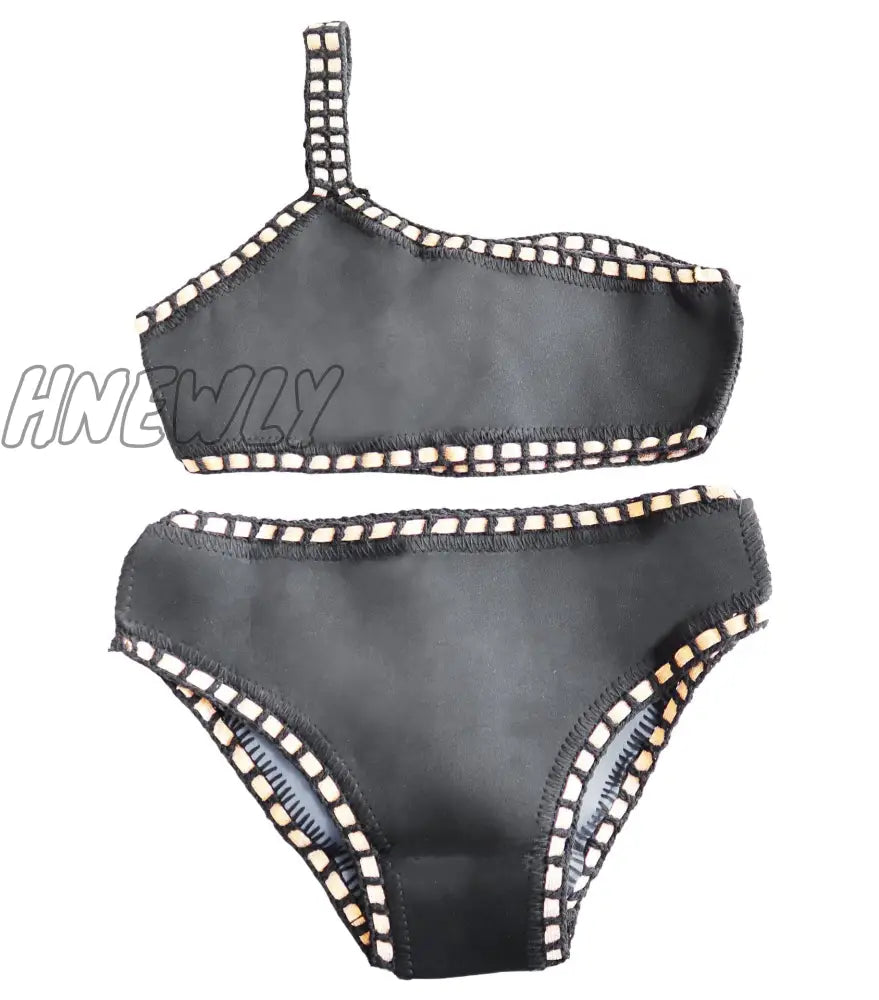 Hnewly Micro Bikini Women Handmade Crochet Knit Swimwear Halter Patchwork Bathing Suit Swimsuit