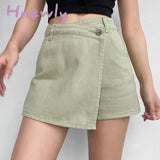 Hnewly Mini Denim Skirts Women Slim Chic Vintage New Summer Asymmetrical Hotsweet Streetwear Design