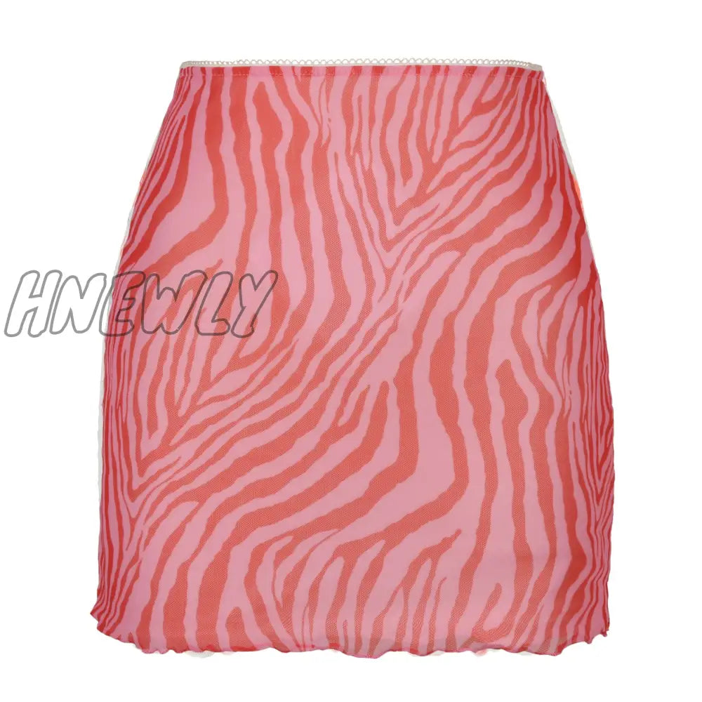 Hnewly Mini Skirt Women Summer 90S Vintage Tie Dye Graphic Print Pencil Harajuku Gothic Bodycon