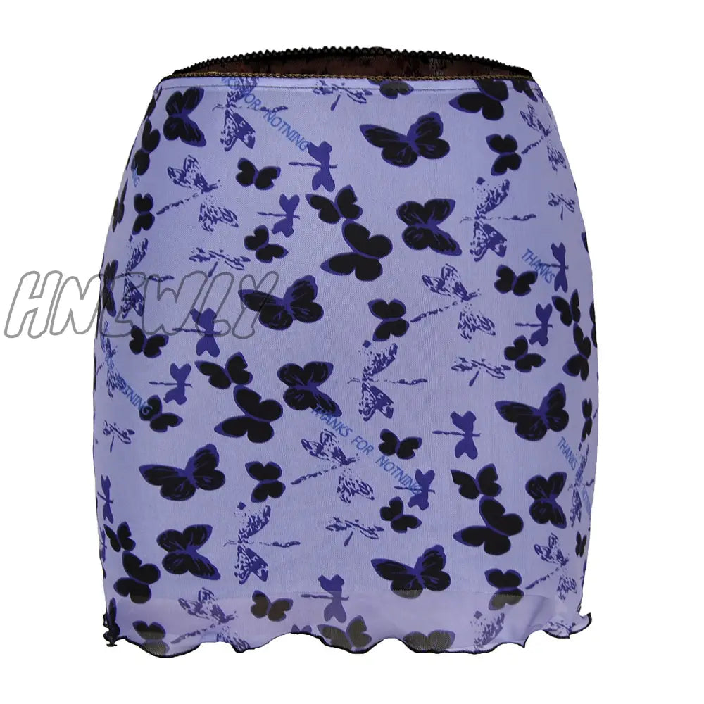 Hnewly Mini Skirt Women Summer 90S Vintage Tie Dye Graphic Print Pencil Harajuku Gothic Bodycon