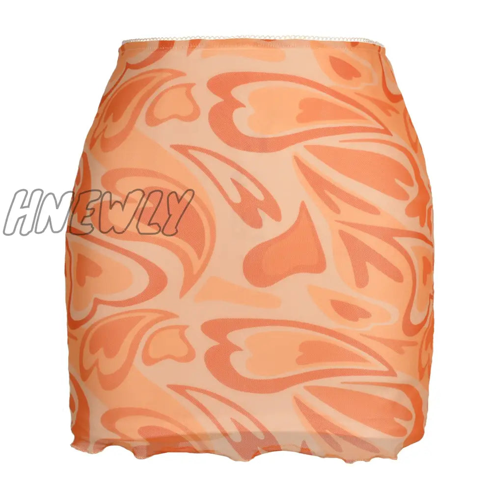 Hnewly Mini Skirt Women Summer 90S Vintage Tie Dye Graphic Print Pencil Harajuku Gothic Bodycon