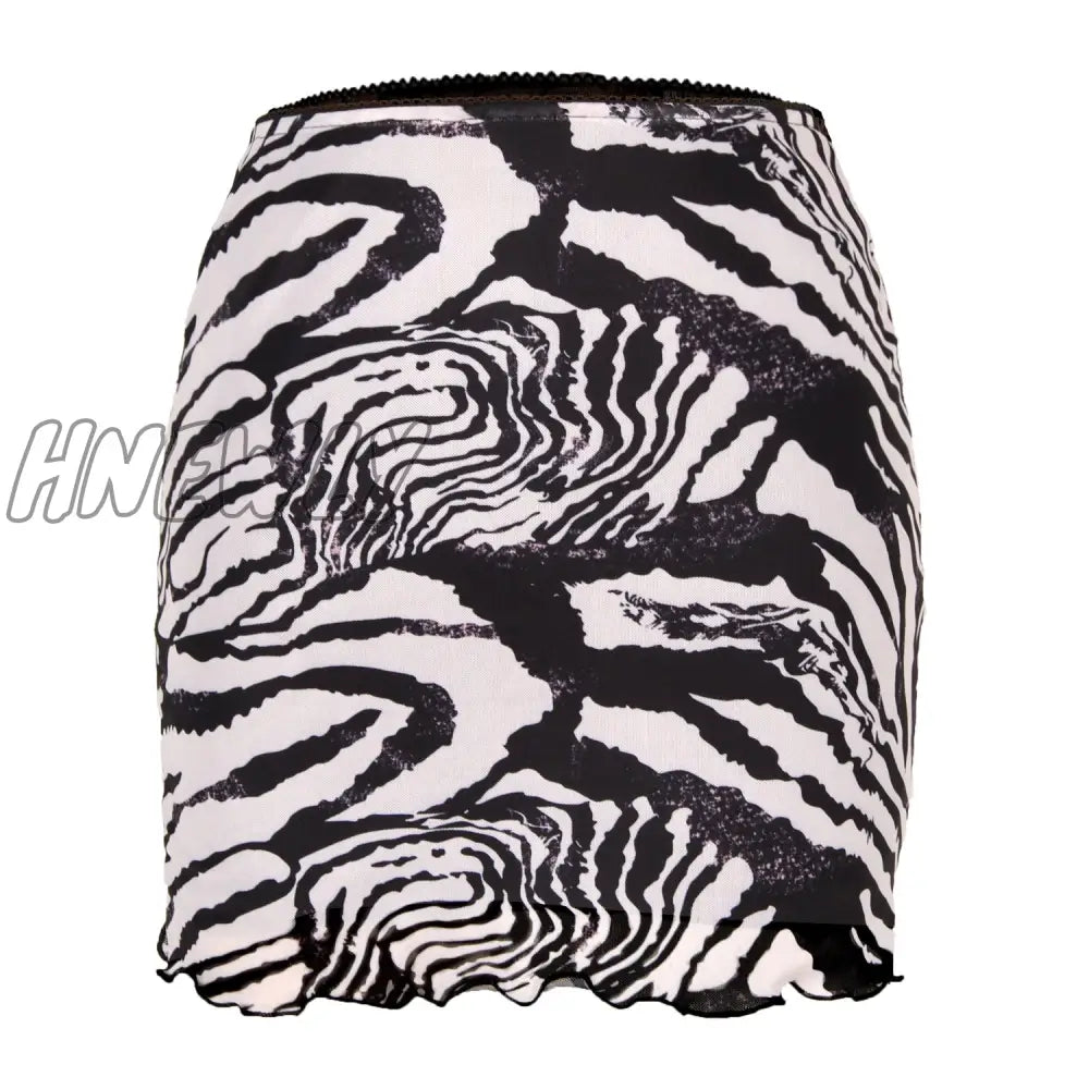 Hnewly Mini Skirt Women Summer 90S Vintage Tie Dye Graphic Print Pencil Harajuku Gothic Bodycon