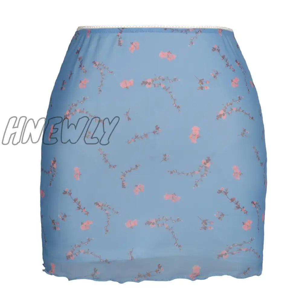 Hnewly Mini Skirt Women Summer 90S Vintage Tie Dye Graphic Print Pencil Harajuku Gothic Bodycon