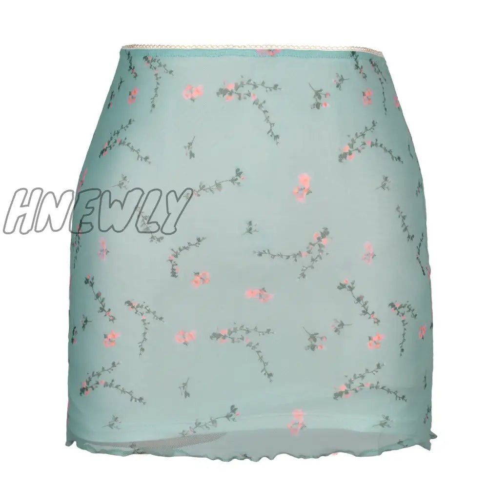 Hnewly Mini Skirt Women Summer 90S Vintage Tie Dye Graphic Print Pencil Harajuku Gothic Bodycon