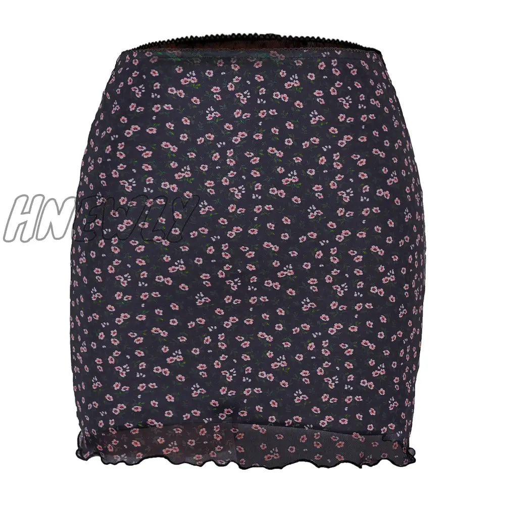 Hnewly Mini Skirt Women Summer 90S Vintage Tie Dye Graphic Print Pencil Harajuku Gothic Bodycon