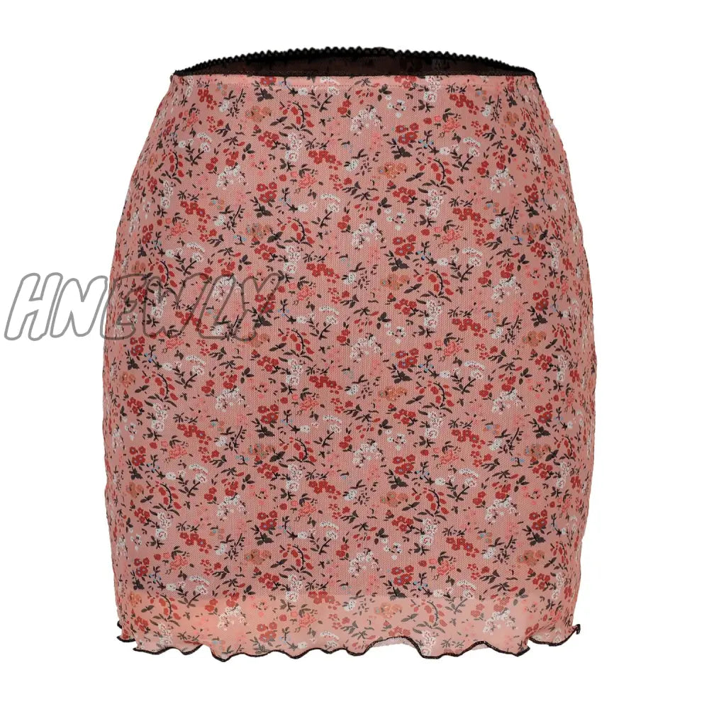 Hnewly Mini Skirt Women Summer 90S Vintage Tie Dye Graphic Print Pencil Harajuku Gothic Bodycon