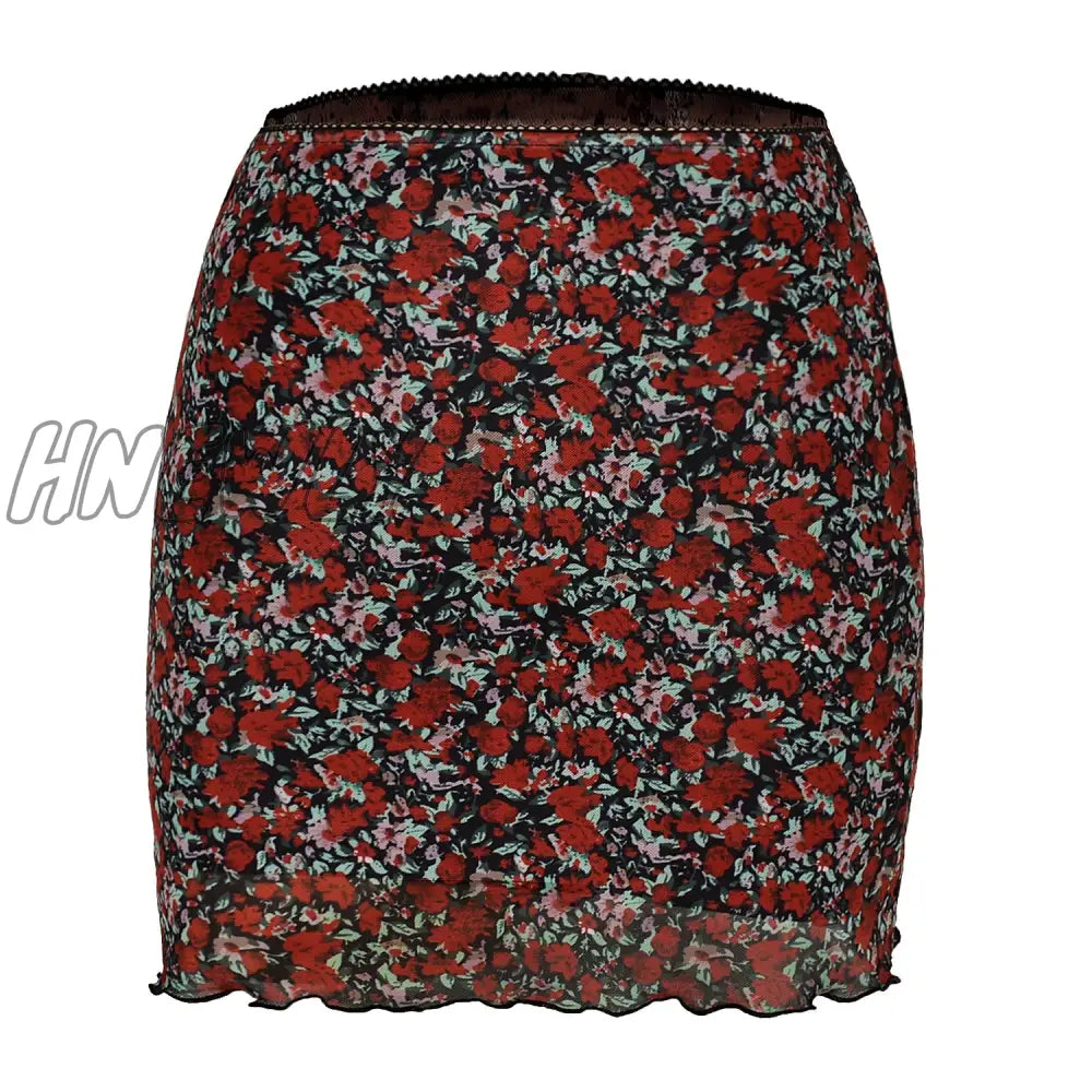 Hnewly Mini Skirt Women Summer 90S Vintage Tie Dye Graphic Print Pencil Harajuku Gothic Bodycon