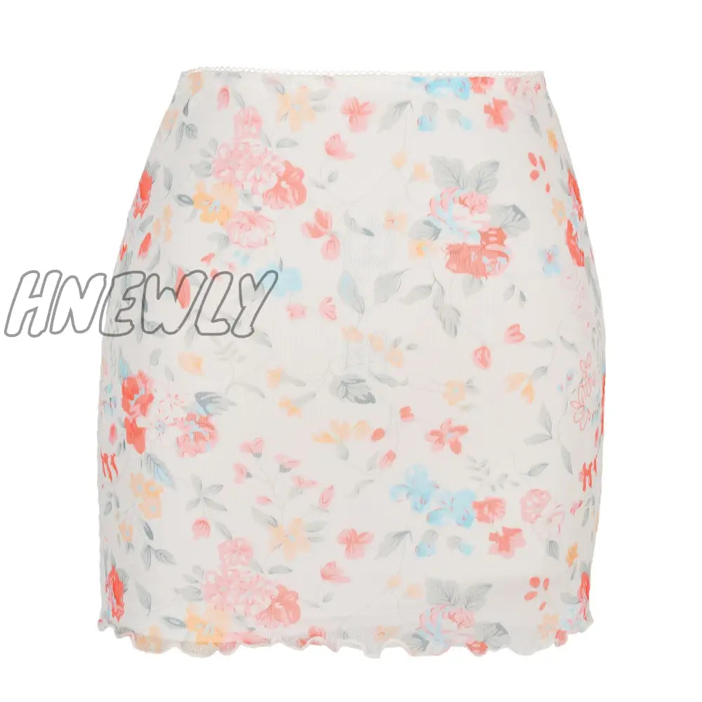 Hnewly Mini Skirt Women Summer 90S Vintage Tie Dye Graphic Print Pencil Harajuku Gothic Bodycon