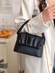 Hnewly - Minimalist Flap Chain Ruched Bag Women Satchels Women-Satchels