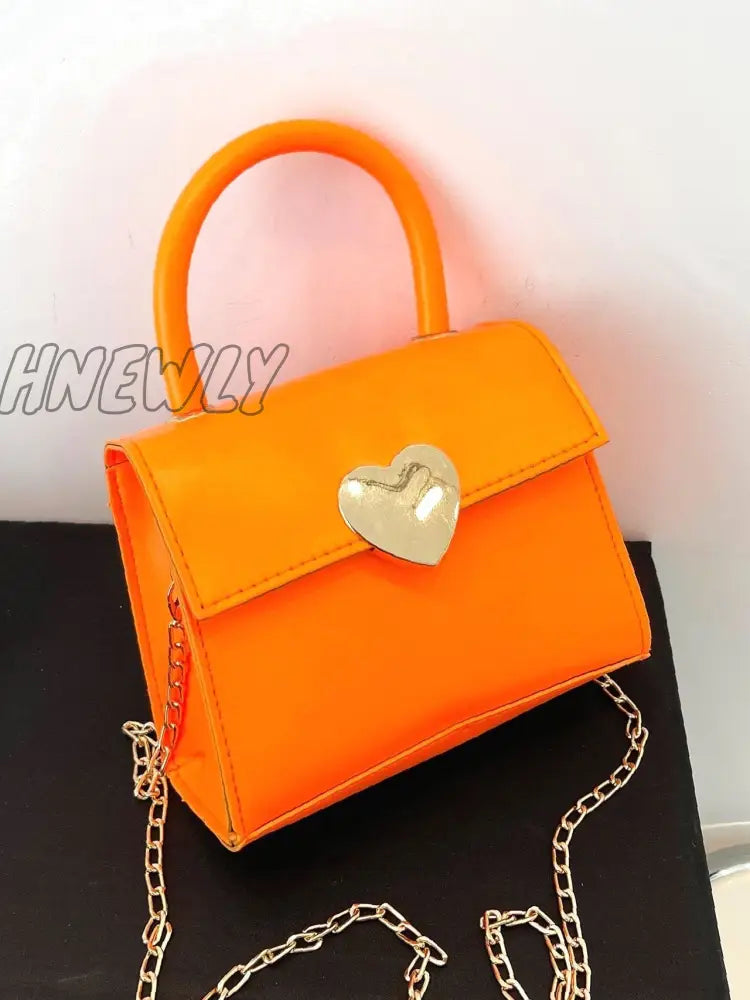 Hnewly - Minimalist Flap Satchel Bag Women Satchels Orange Women-Satchels