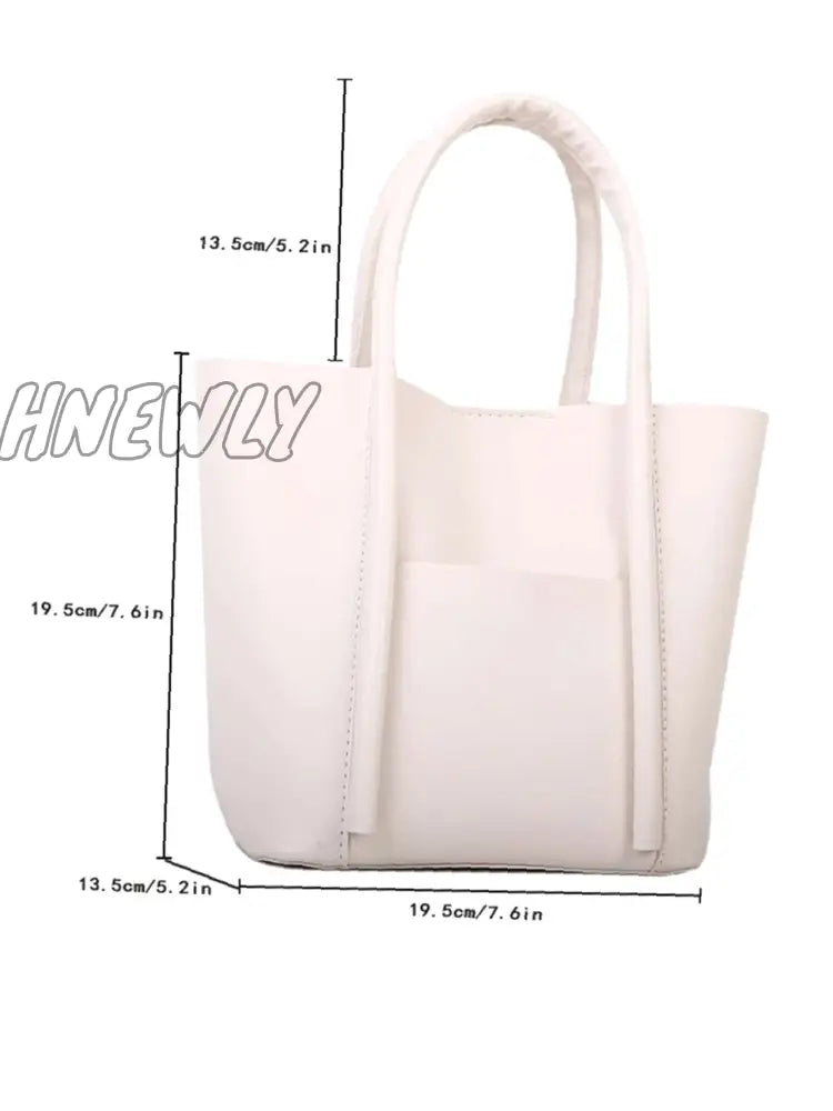Hnewly - Minimalist Pocket Front Bucket Bag Women Satchels Women-Satchels
