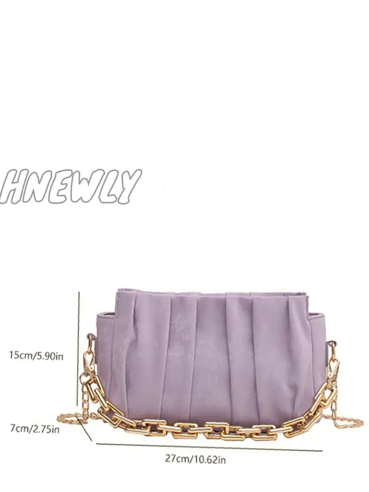 Hnewly - Minimalist Ruched Chain Satchel Bag Women Satchels Women-Satchels