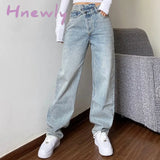 Hnewly Mom Jeans Women’s Baggy High Waist Straight Pants Women White Black Fashion Casual Loose