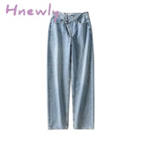 Hnewly Mom Jeans Women’s Baggy High Waist Straight Pants Women White Black Fashion Casual Loose