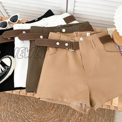 Hnewly New Casual Comfortable Elegant Wild Shorts With Belt Women’s Woolen Autumn Winter Slim