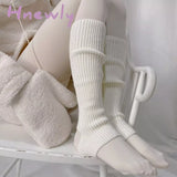 Hnewly New Creamy Gentle Wind Gray Leg Warmers Women Hollowed Out Foot Heel Warm Knitted Knee High