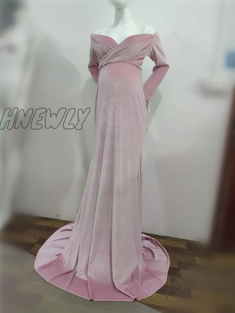 Hnewly New Elegence Maternity Dresses Pleuche Long Pregnancy Photography Dress Maxi Gown For
