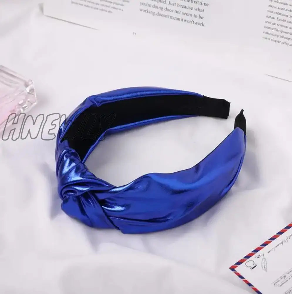 Hnewly New Fashion Women Hairband Soft Pu Leather Headband Vintage Headwear Shining Hair Hoop