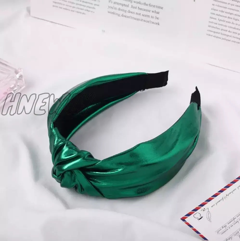 Hnewly New Fashion Women Hairband Soft Pu Leather Headband Vintage Headwear Shining Hair Hoop