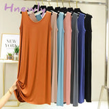 Hnewly New Modal Mid-Length V-Neck Vest Dress Bottoming Night Shirt Women’s Nightgowns Plus Fat