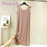 Hnewly New Modal Mid-Length V-Neck Vest Dress Bottoming Night Shirt Women’s Nightgowns Plus Fat