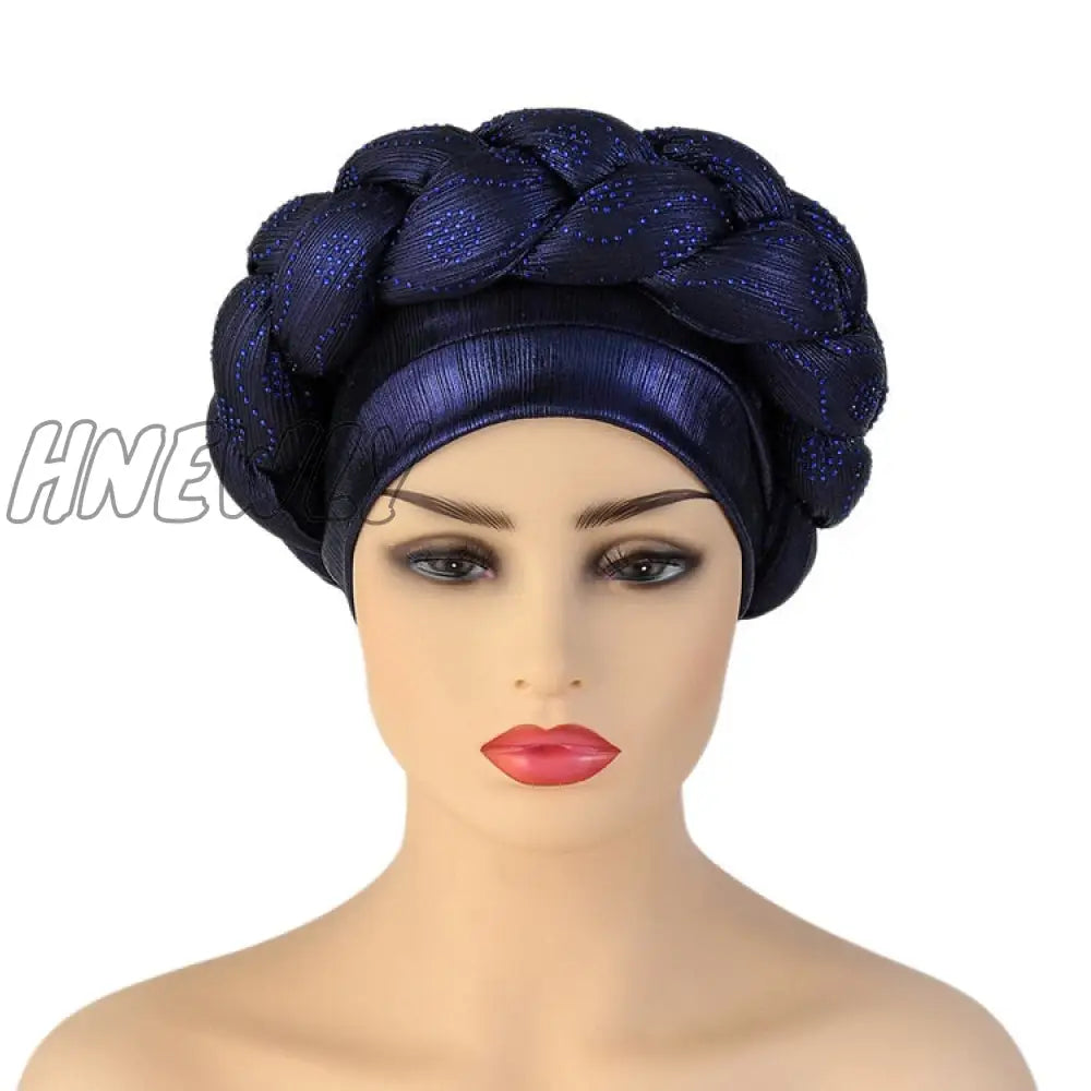 Hnewly New Ready To Wear African Headtie Diamonds Glitter Women’s Turban Caps Muslim Hijab Bonnet
