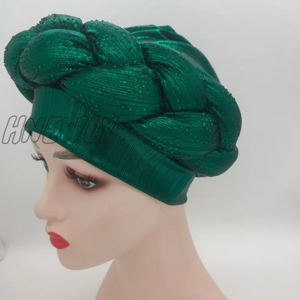 Hnewly New Ready To Wear African Headtie Diamonds Glitter Women’s Turban Caps Muslim Hijab Bonnet