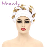 Hnewly New Ready To Wear African Headtie Diamonds Glitter Women’s Turban Caps Muslim Hijab Bonnet