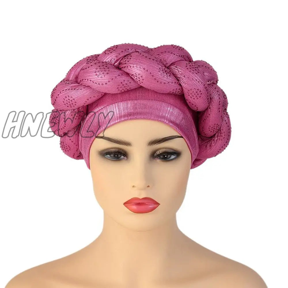 Hnewly New Ready To Wear African Headtie Diamonds Glitter Women’s Turban Caps Muslim Hijab Bonnet