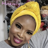 Hnewly New Ready to Wear African Headtie Diamonds Glitter Women's Turban Caps Muslim Hijab Bonnet India Hats Female Autogeles