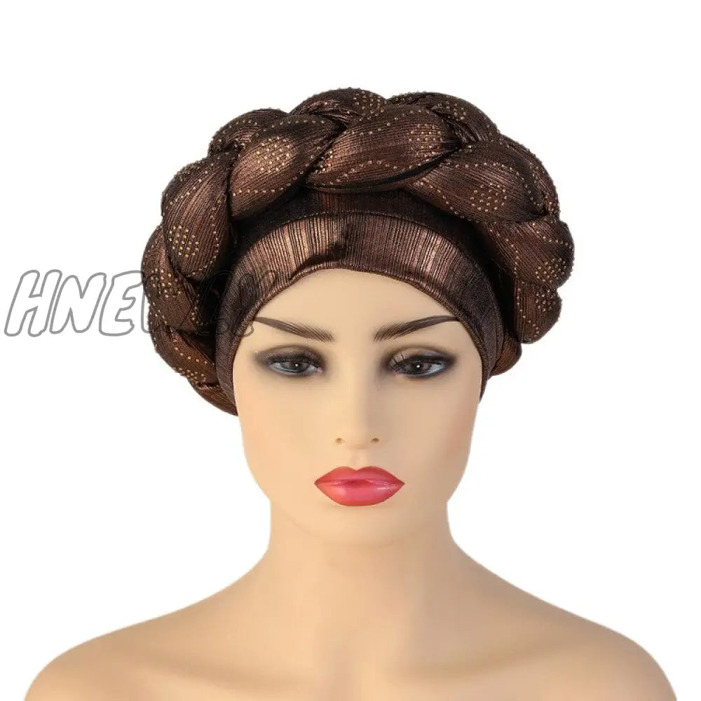 Hnewly New Ready To Wear African Headtie Diamonds Glitter Women’s Turban Caps Muslim Hijab Bonnet