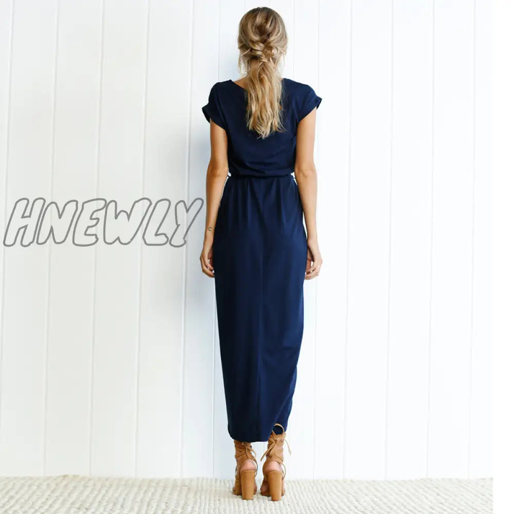 Hnewly New Sexy Women O-Neck Short Sleeve Dresses Tunic Summer Beach Sun Casual Femme Vestidos Lady