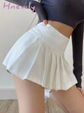 Hnewly New Slit Pleated Skirt Super Short Sexy Spice Girl High Waist A-Skirt Cute Korean Lined Y2K