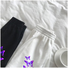 Hnewly New Summer Shorts Slim Fit Female Butterfly Outdoor Sports Elastic Waist Office Ladies