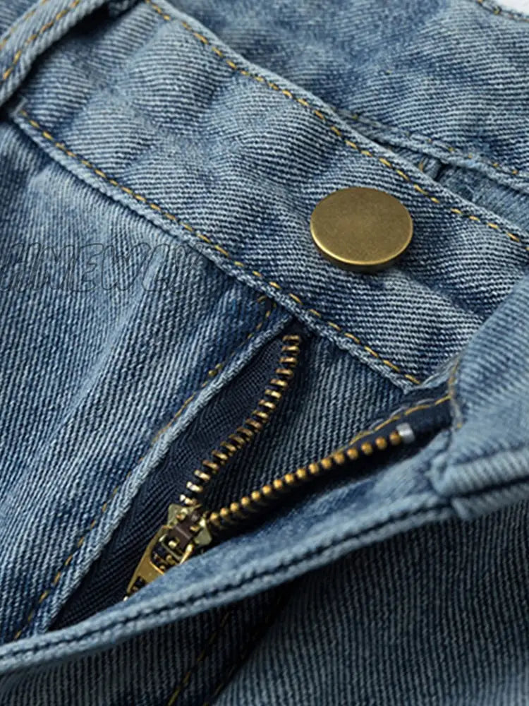 Hnewly New Summer Women High Waist Blue Wide Leg Denim Shorts Casual Female Solid Streetwear