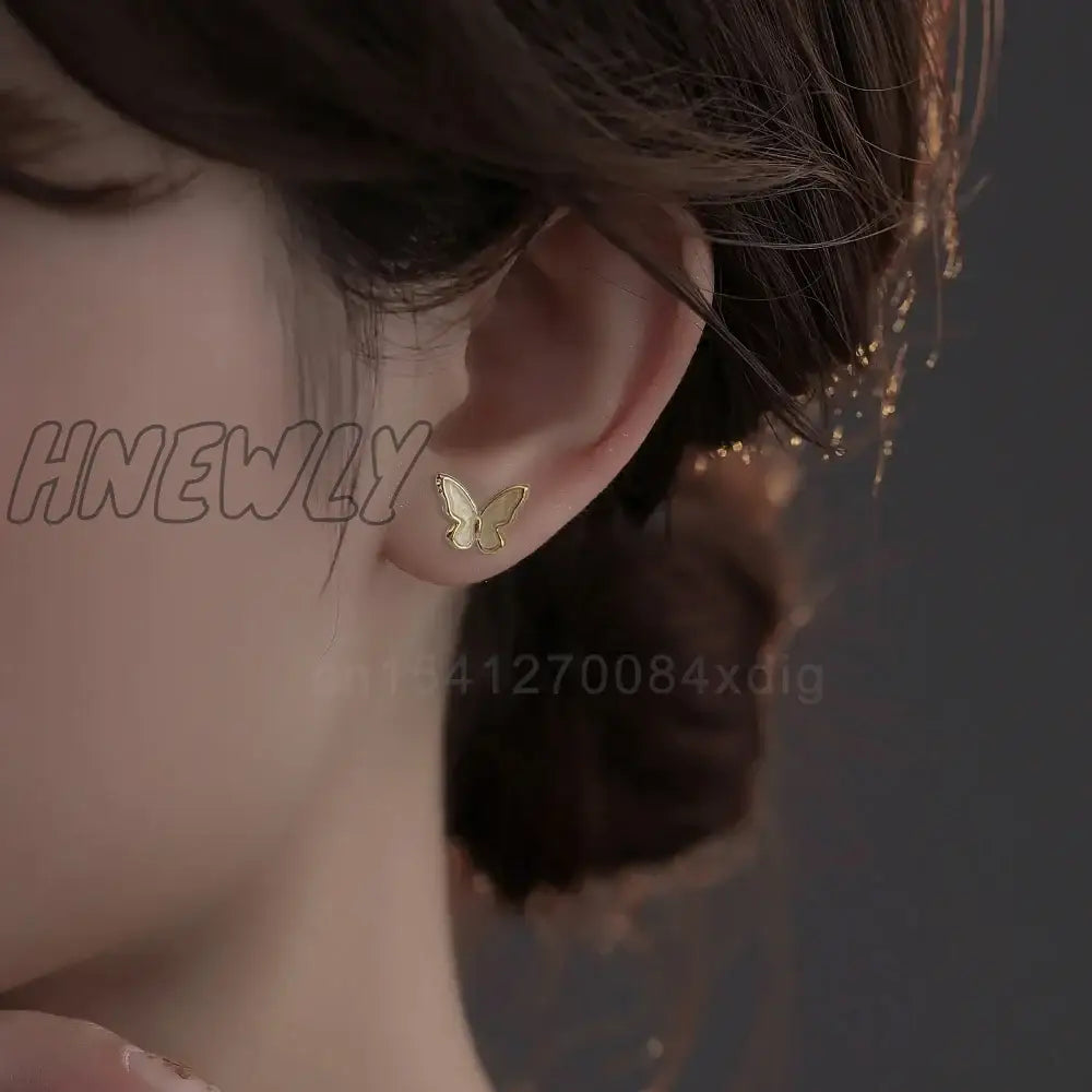 Hnewly New Sweet Bow Earrings Shiny Zircon Inlaid Stud Personality Trendy For Women Party Jewelry