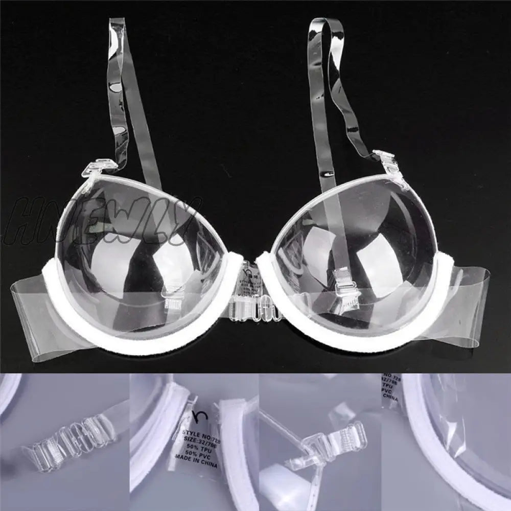 Hnewly New Transparent Bra Sexy Women 3/4 Cup Clear Push Up Bra Ultra-Thin Strap Invisible Bras
