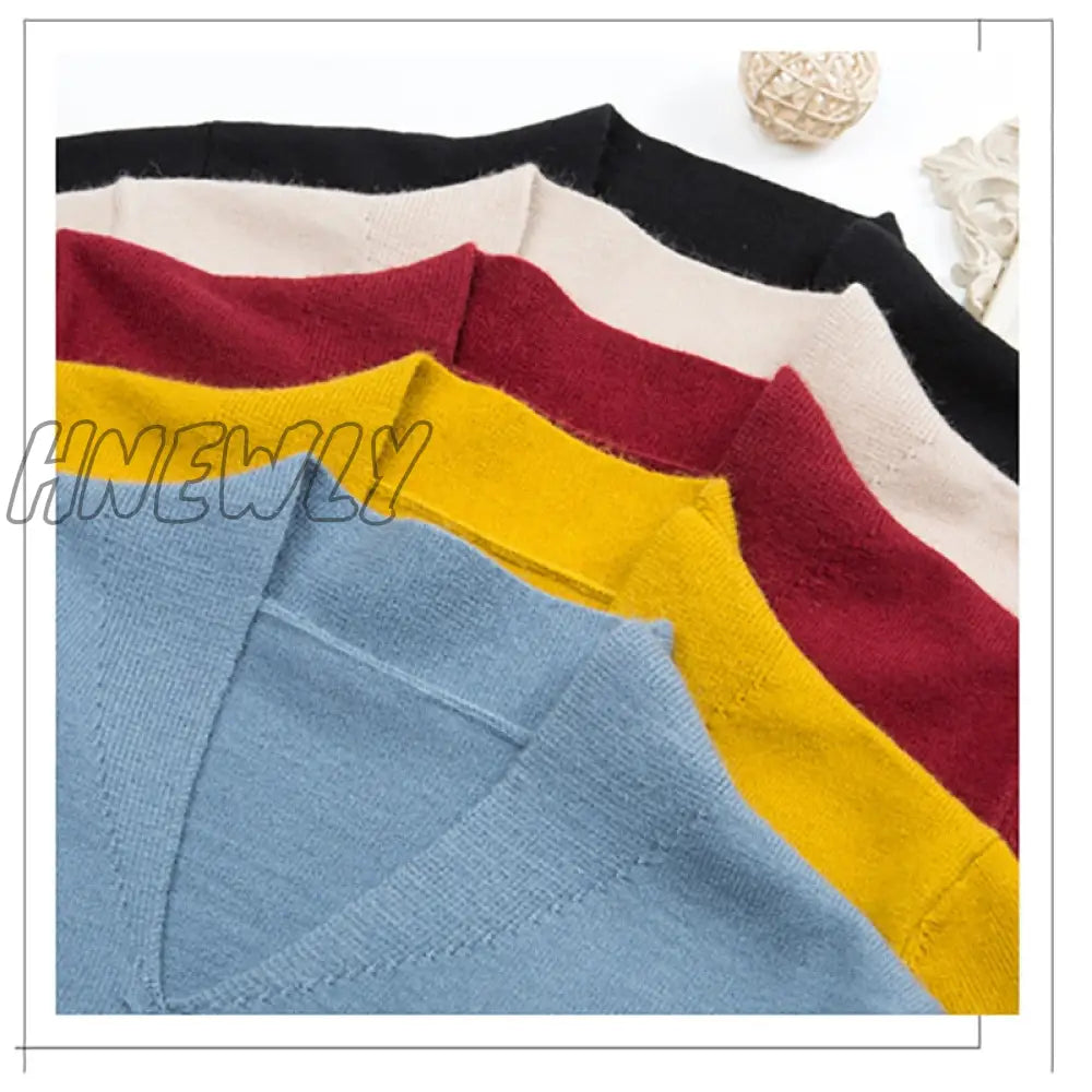 Hnewly New Winter Fall Sweater Knitted V-Neck Casual Pullover Women Long Sleeve Female Clothes