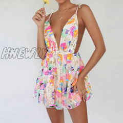 Hnewly New Women Backless Elegant Dress Sleeveless Deep V Neck High-Waist Sequined Casual Street