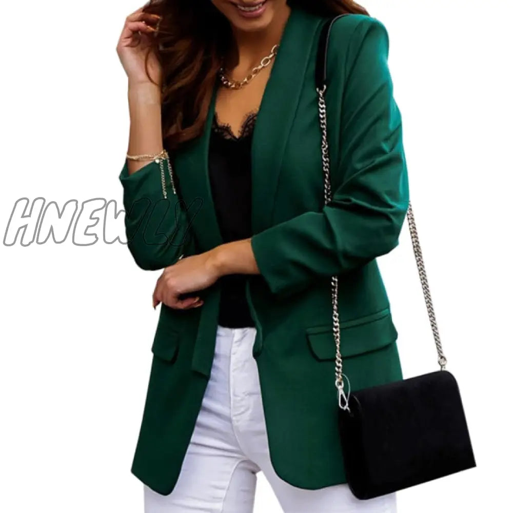 Hnewly New Women Elegant Loose Blazer Jackets Office Ladies Blazers Workwear Fashion Long Sleeve