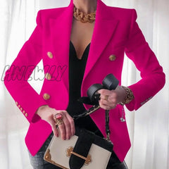 Hnewly New Women Elegant Loose Blazer Jackets Office Ladies Blazers Workwear Fashion Long Sleeve