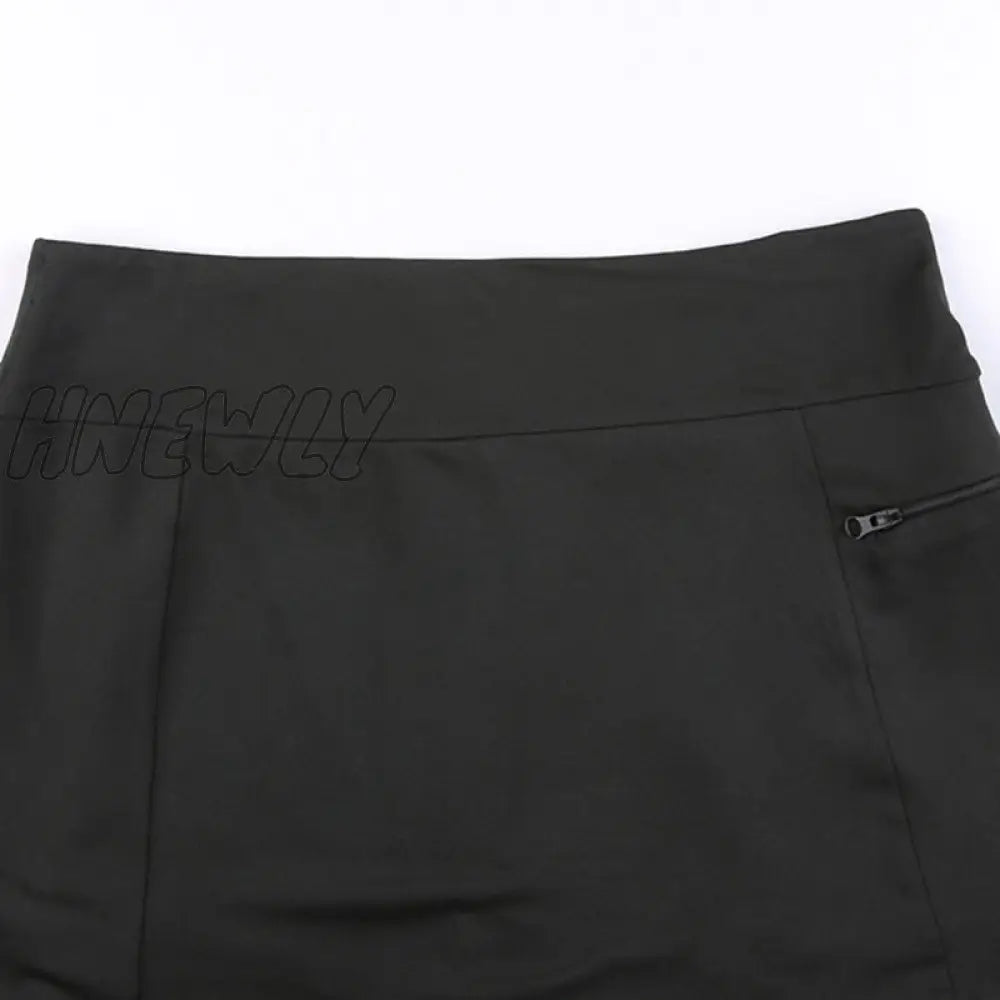Hnewly New Women High Waist Black Mini Tennis Skirt With Shorts Harajuku A - Line Slim Skort