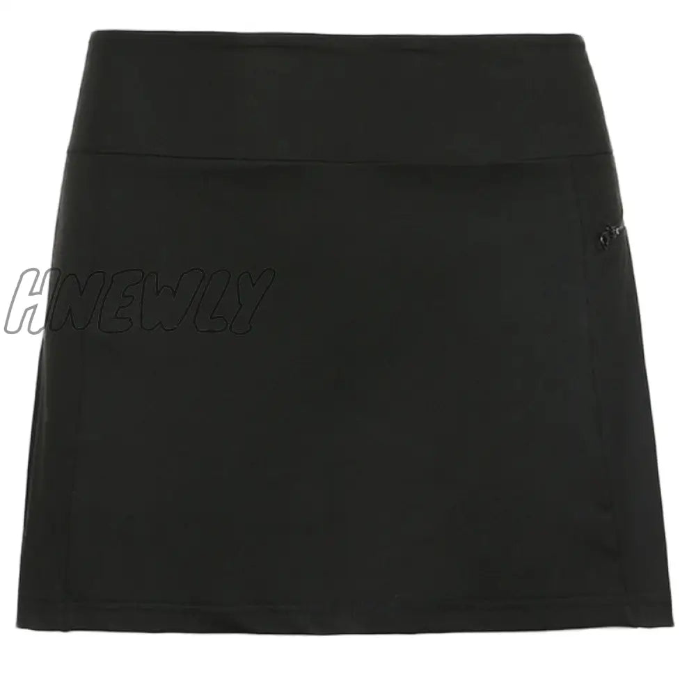 Hnewly New Women High Waist Black Mini Tennis Skirt With Shorts Harajuku A - Line Slim Skort