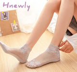 Hnewly New Women Leaves Lace Invisible Socks Thin Ladies Boat Hollow Non - Slip Shallow