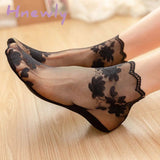 Hnewly NEW Women Leaves Lace Invisible Socks Thin Ladies Lace Boat Socks Hollow Non-slip Shallow Socks Women