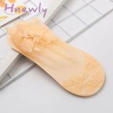 Hnewly New Women Leaves Lace Invisible Socks Thin Ladies Boat Hollow Non - Slip Shallow Nude / One