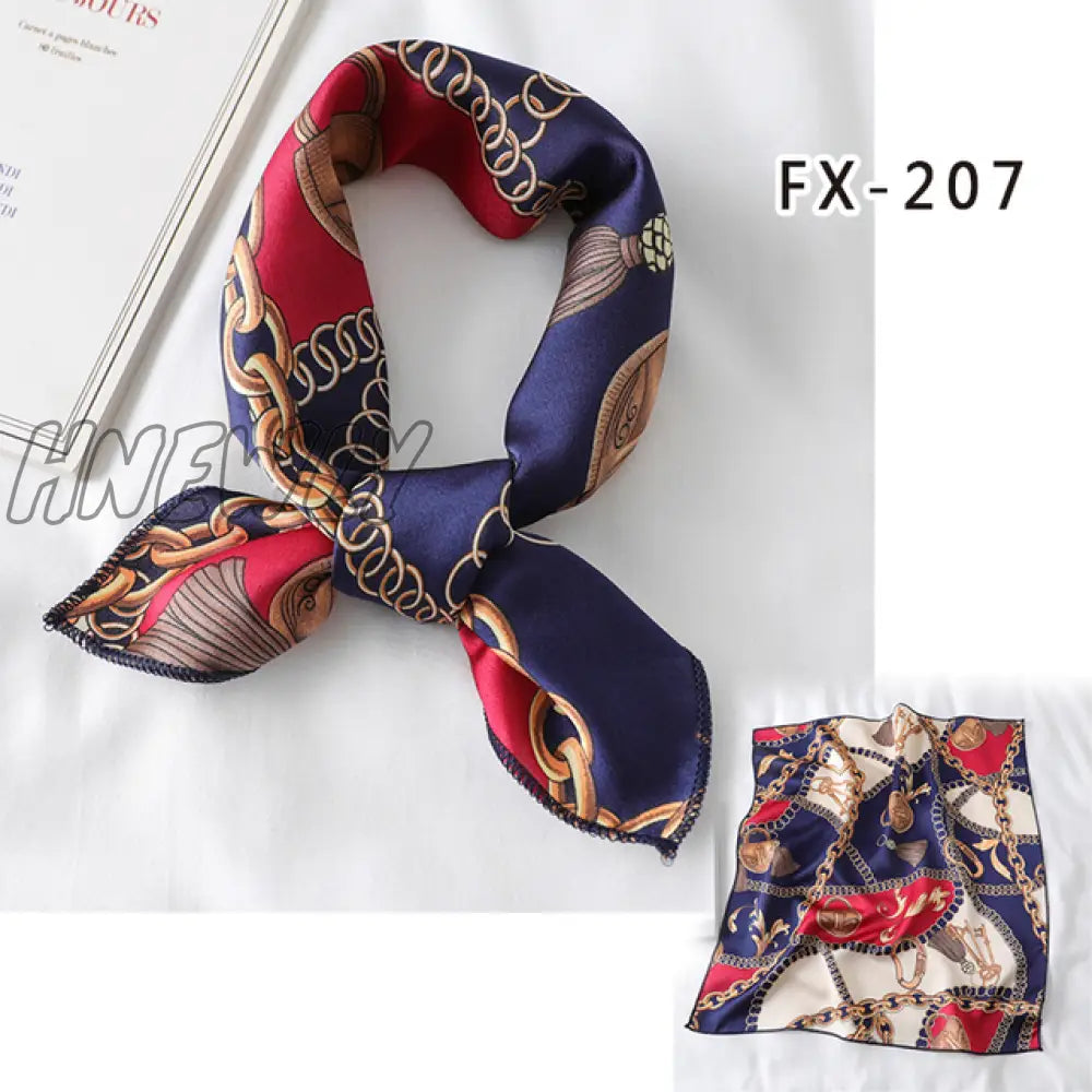 Hnewly New Women Silk Scarf Square Headband Foulard Lady Shawls Wraps Print Office Small Neck