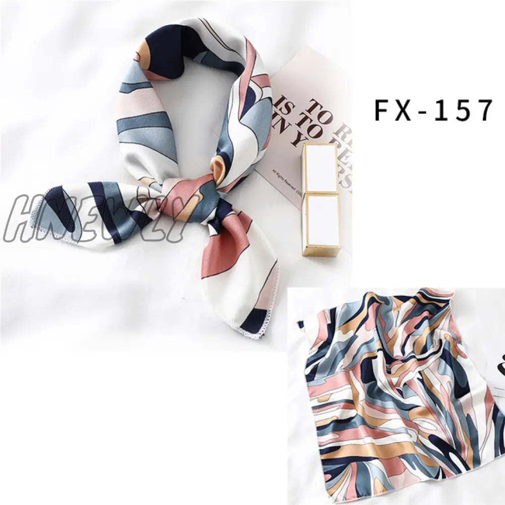 Hnewly New Women Silk Scarf Square Headband Foulard Lady Shawls Wraps Print Office Small Neck